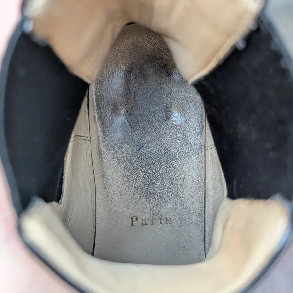 Christian Louboutin Black Leather Ankle Chelsea Boots size 36.5